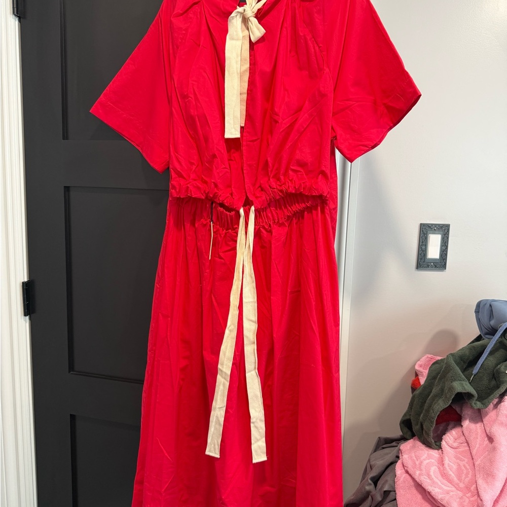 Banana Republic Hot Pink Gathered Waist Dress Large - Picture 2 of 8